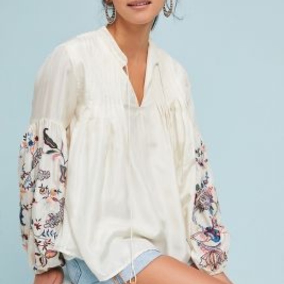 Let Me Be Lexy Embroidered Peasant Top XS/SM - Picture 3 of 8